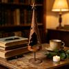 Rust Design Iron Candle Display in a Christmas Tree Shape with Star Detail and Aged Finish for Holiday Dinners and Living Room