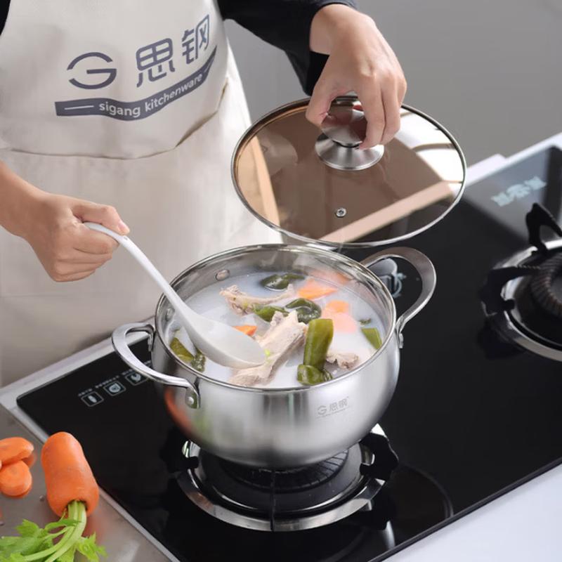 Sigang 24CM Stainless Steel Soup Pot with Glass Lid