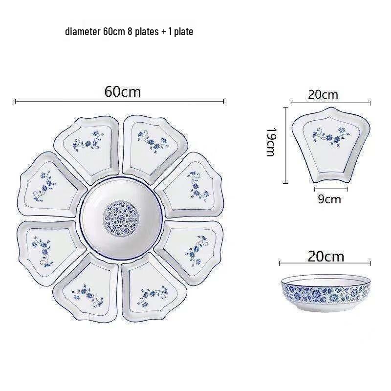 

Chinese Underglaze Blue & White Ceramic Dinnerware Set