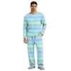 Men's Long Sleeve Pajama Set with Button Crotch and Elastic Drawstring Waist Pants for Home Loungewear