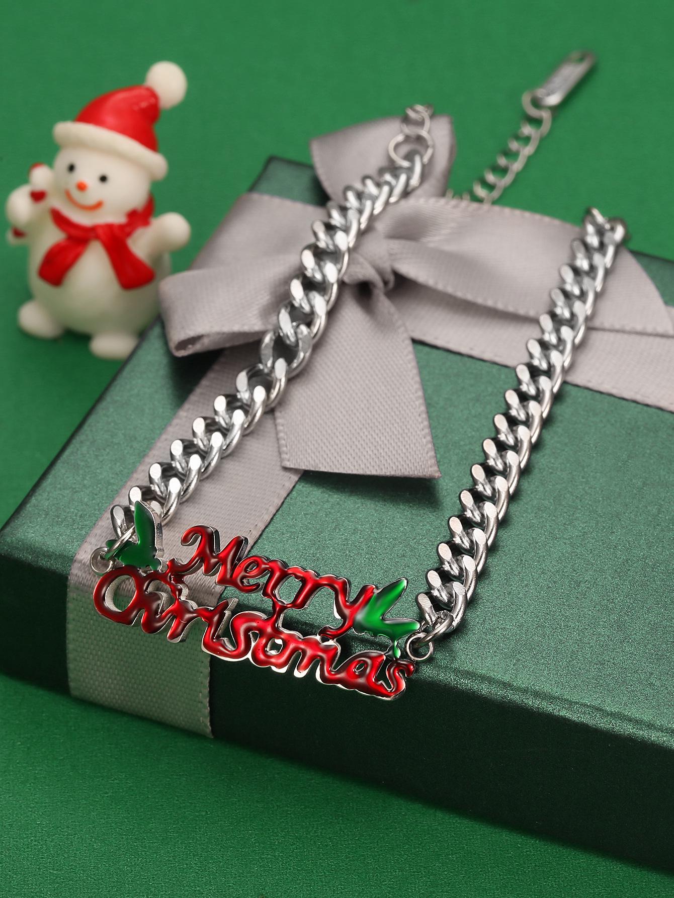 

Персонализированный рождественский браслет с письмом – Праздничное ювелирное украшение в подарок