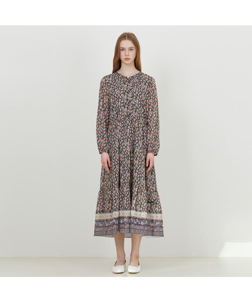 THURSDAY ISLAND Border Mix Round Neck Dress_T252Mop138W