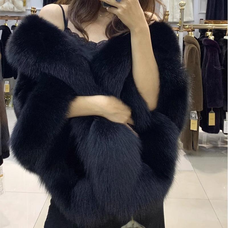 Imitation Mink Fox Fur Shawl Short Coat Women's Cheongsam Show Wedding Party Cape Warm Winter Wear