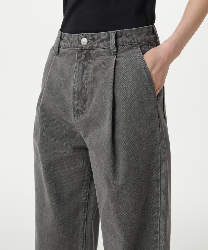 MUSINSA STANDARD WOMAN Women'S One-Tuck Wide Denim Pants [Gray]