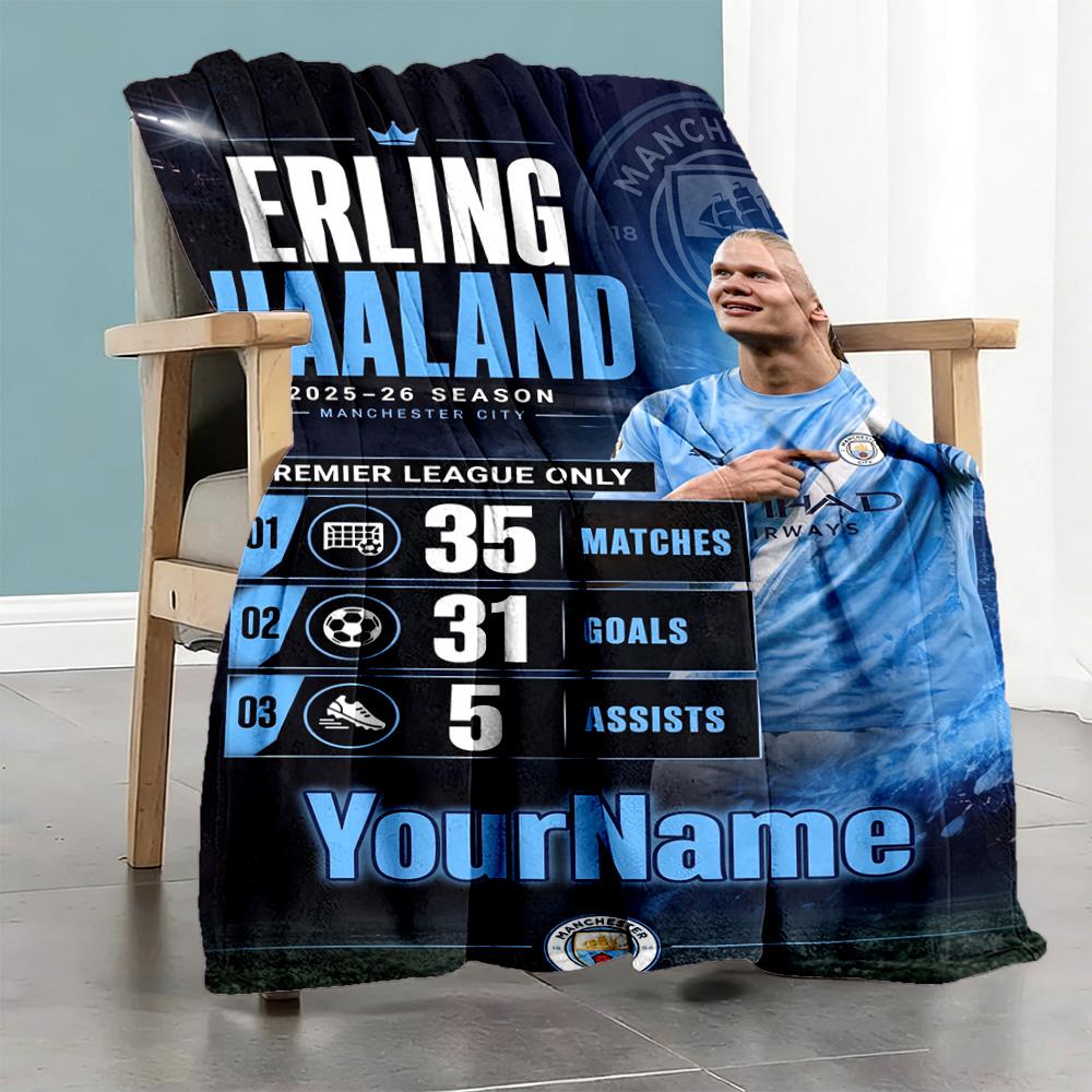 Haaland 3 Customize Your Name Blanket Lightweight Customizable Blanket Ultra-Soft Versatile for Nap Living Room Couch Home Decor