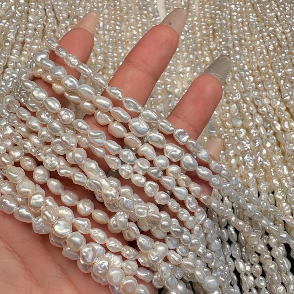 Collier de perles d'eau douce Keshi 5-6 mm avec fil semi-fini baroque irrégulier