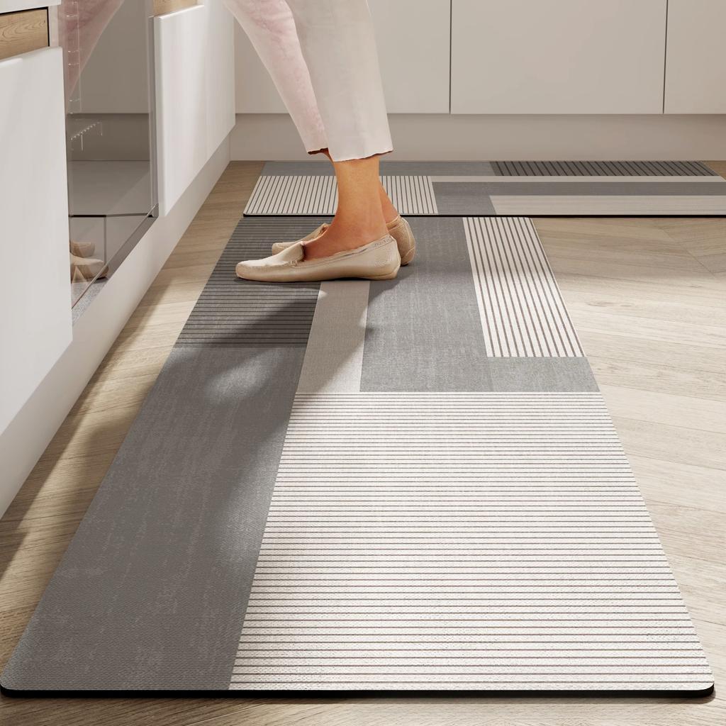 Minimalistische Anti-Rutsch-Bodenmatte für den Hausgebrauch - leiser cremefarbener Küchenbodenteppich, Badezimmermatte, Fußmatte, Teppich