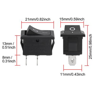 10 Stück Einrast-Boots-Wippschalter Kippschalter Strom SPST EIN-AUS 2 Pin AC 250V 6A 125V 10A 2-Positionen Einrastschalter für Auto Auto Boot
