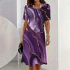Fashion Women's Crew Neck Dress 3D Casual Color Printing Casual Dress