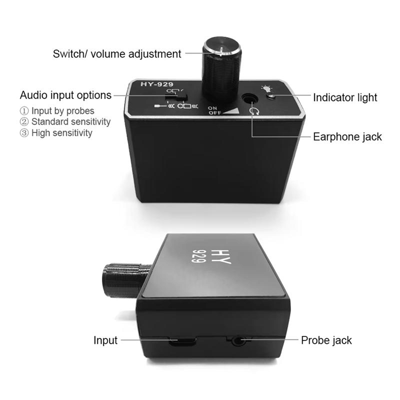 ABBP-Water Pipe Leak Detector Sensor Pipe Leakage Monitor Tester Kit With Dual Probes Earphone Pipeline Locator Accessory