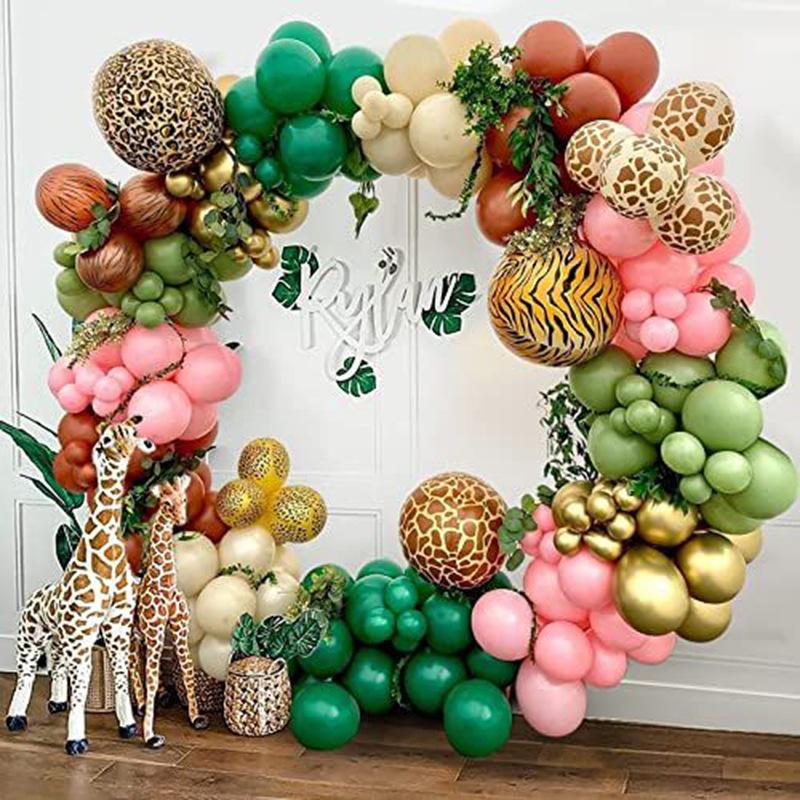 Jungle Animal Theme Leopard Print Aluminum Foil Balloon Foot Print Children'S Birthday Party Set Decorative Supplies
