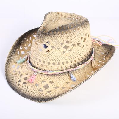 Popular sombrero de vaquero occidental hueco clásico europeo y americano, moda para hombre y mujer, sombrero de paja transpirable para vacaciones, protección solar