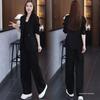 Plus Size Women's Two-Piece Suit: Wide-Leg Trousers & Blazer – Korean Style Loose Casual Set for Spring & Autumn.