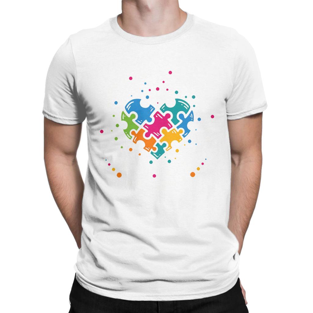 Puzzle Ribbon Respect Love Support Awareness Graphic 100 Cotton Tshirt Autism Tops Tees For Unisex