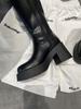 Leather Thick Heel Thin Small Tall Knight Boots Women's High Heels Increase But Knee Boots Children