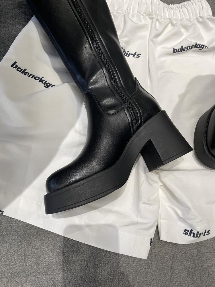 Leather Thick Heel Thin Small Tall Knight Boots Women's High Heels Increase But Knee Boots Children