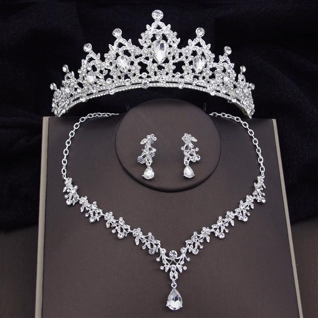 

Комплекты свадебных украшений в стиле барокко из серебра, серьги-короны, колье, ожерелье для женщин, свадебное платье, диадемы, комплект свадебных украшений для невесты