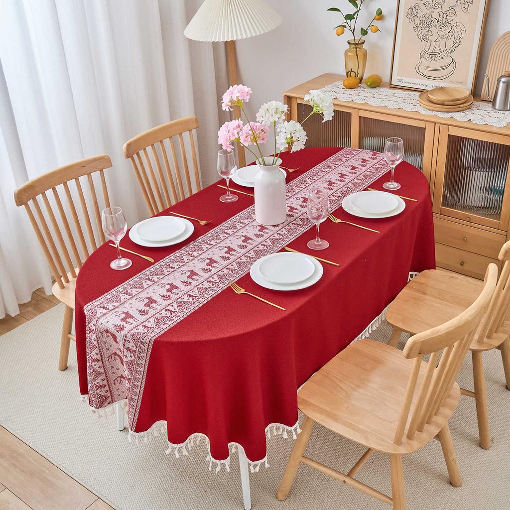 Oval Tablecloth Waterproof Fabric Dining Table Cloth Cover Cloth Light Luxury High-End Coffee Table Cloth Cover Towel West Dining Table Tablecloth