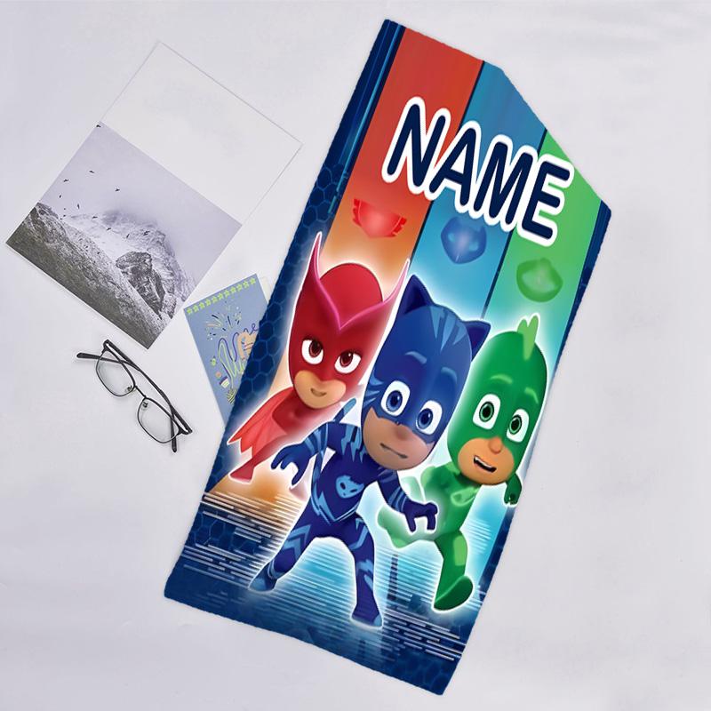 1pc PJ Marks1 Beach Towel with Custom Name, Beach/Swimming/Bath/Picnic/Camping Towel, Suitable for Seaside Beaches