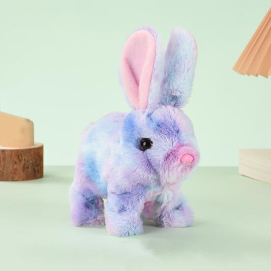 Electric Jumping Plush Rabbit Toy Hopping Ears Nose Moving Bunny Plushie Toddlers Boys Girls Interactive Simulation Stuffed Animal Toy with Sound