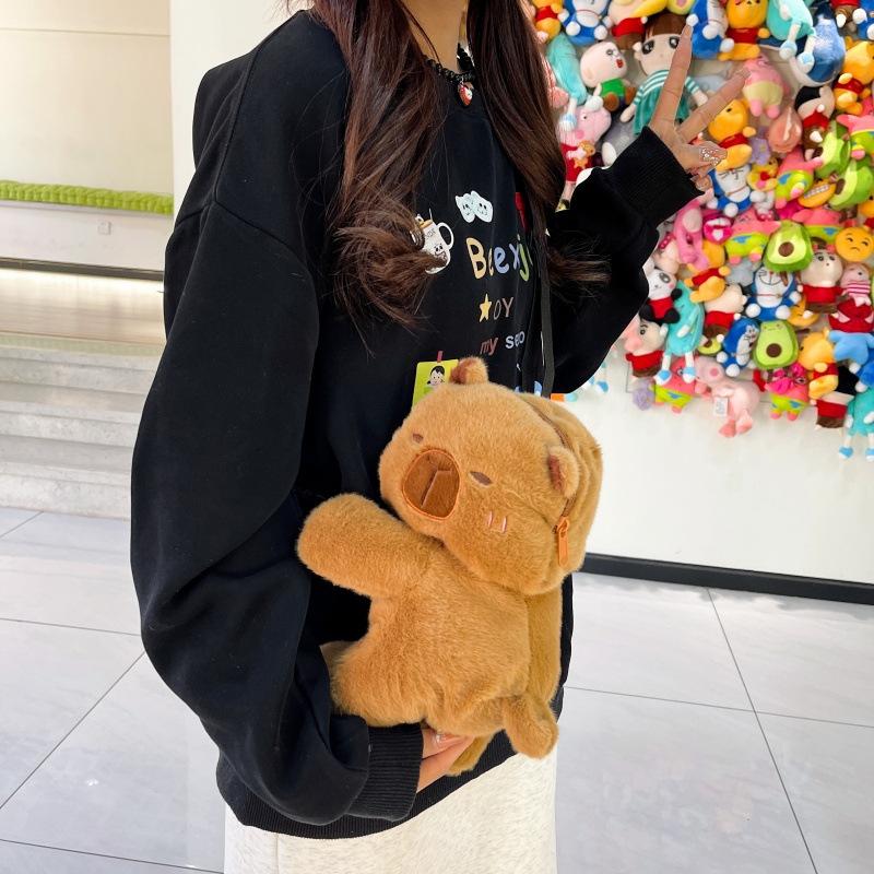 

Children s cute cartoon plush bag girls birthday gift little turtle messenger bag doll casual shoulder bag коричневый