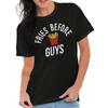 Funny Dating Joke Fries Before Guys Food Pun Womens Graphic Crewneck T Shirt Tee