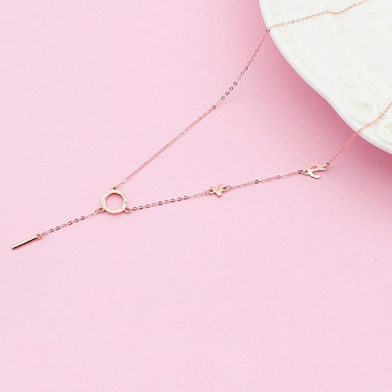 Color Gold Simple Exquisite Women'S Love Letter Necklace Purple Gold Plated Rose Gold Collarbone Chain