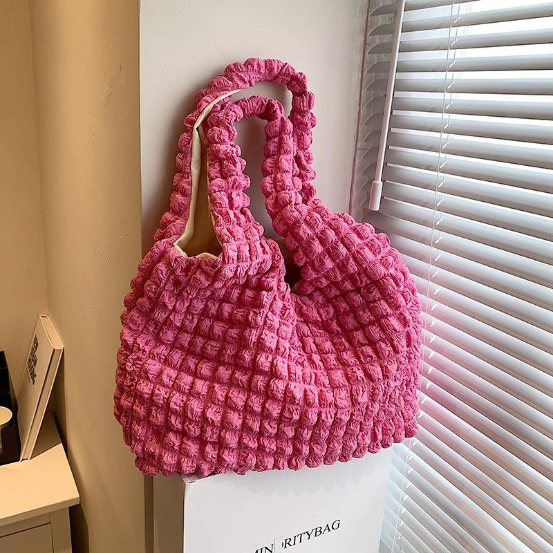 Yogodlns Borsa a tracolla estiva color caramello nuvola pieghettata Borsa per la spesa per ragazze di grande capacità