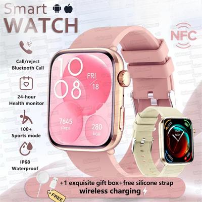 2025 Neue NFC Bluetooth Anruf Smartwatch Herren 1,85" AMOLED Bildschirm Blutdruck Herzfrequenz Frauengesundheit Wasserdichte Smartwatches Damen