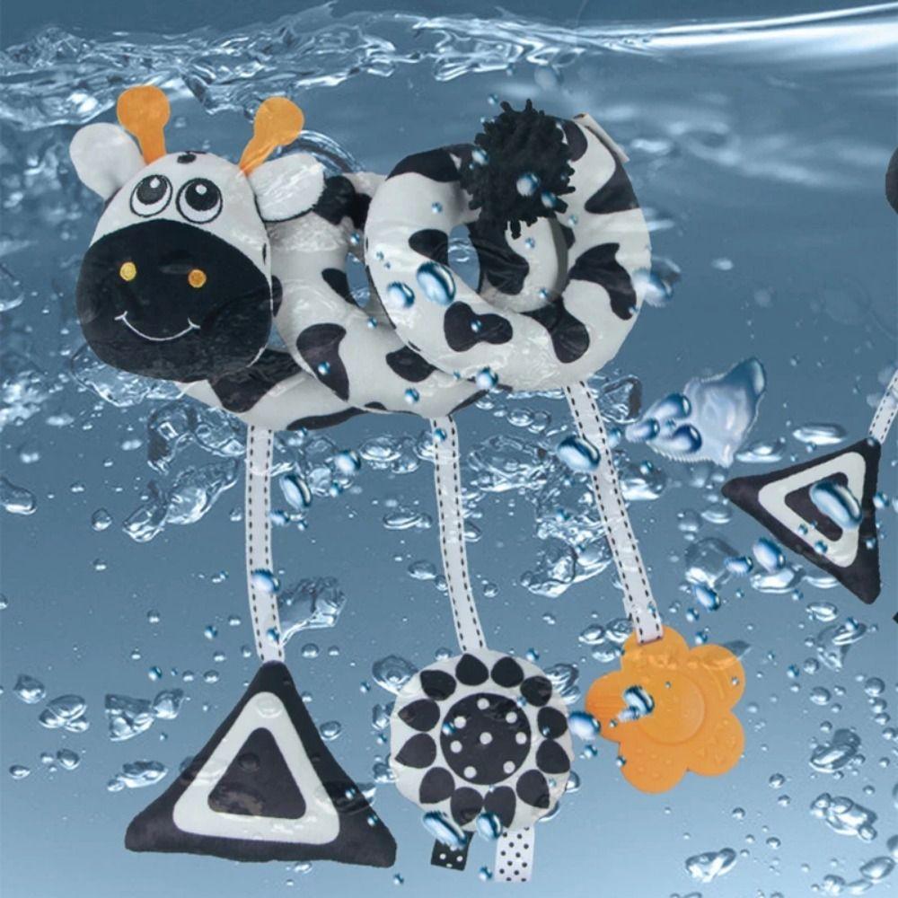 Animal-shaped Baby Stroller Hanging Pendants Cow Plush Stuffed Sensory Toy  Montessori Toys