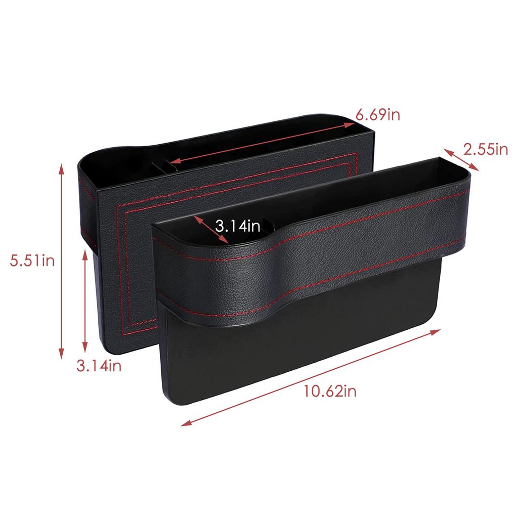 2 Pack Car Organizer Front Seat Gap Filler With Cup Holder PU Leather Car Console Side Pocket With Usb Charging Hole