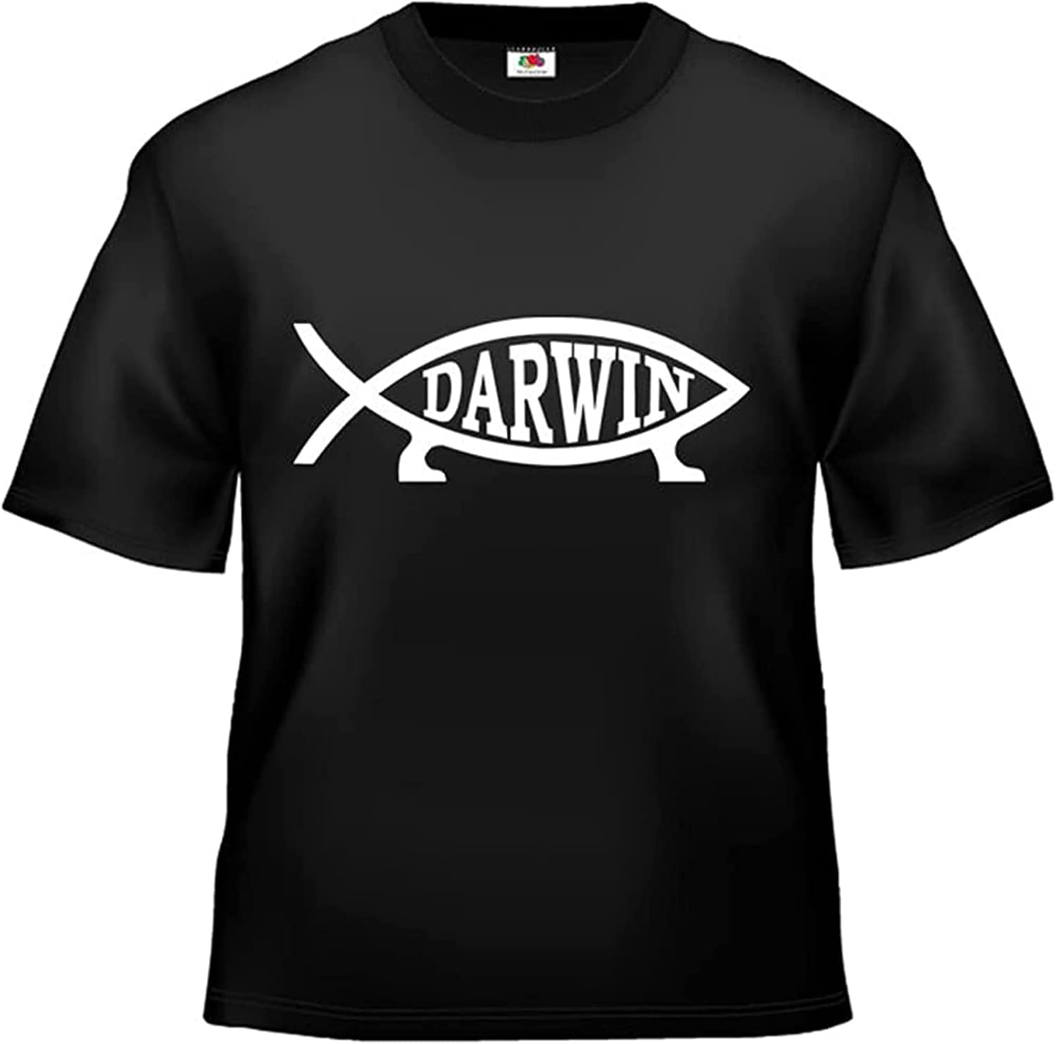Men s Funny Darwin Evolution Fish Science T Shirt Mens Women T Shirt 3XL чёрный