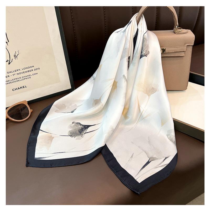 Women S Floral Print Square Scarf Spring Summer Decorative Neck Scarf Elegant Luxury Lightweight