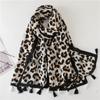 New Fashion  Lovely Pink Sexy Leopard Dot Tassel Viscose Shawl Scarf Lady High Quality Pashmina Stole Bufandas Muslim Hijab