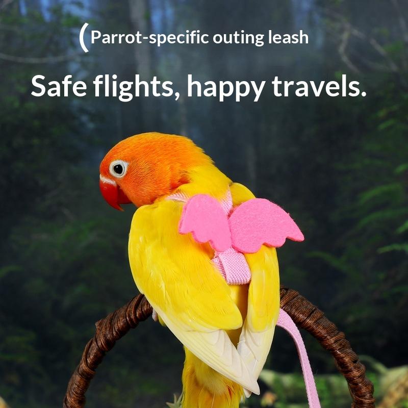 Random Adjustable Parrot Bird Harness Leash Set Anti-Bite Training Harness Parrots Outdoor Flying Rope