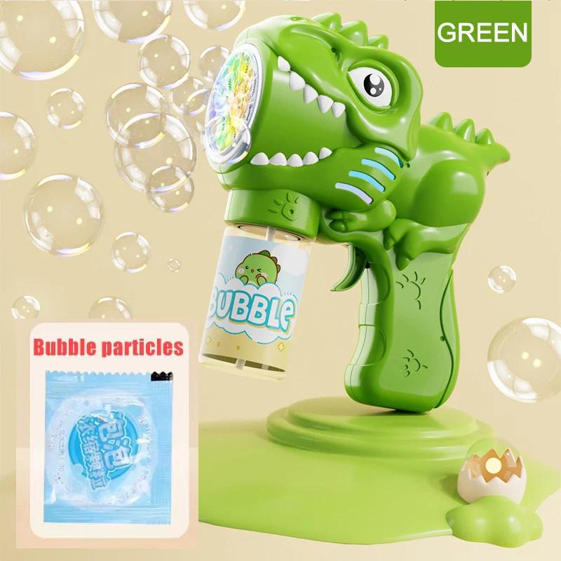 Non-Toxic 6-Hole Dinosaur Bubble Machine Electric Bubble Gun With Light Fully Automatic Bubble Gun Automatic Soap Blower Outdoor Game Toy