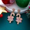 Christmas Rhinestone Gingerbread Man Drop Earrings For Women Candy Cane Bow Snowman Santa Claus Dangle Earring Party Jewelry