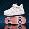 29-39  Drehknopf Vierrad-Skate Rollschuhe Rollschuhlaufen Abnehmbare Studenten-Skateschuhe Kinderschuhe mit Rädern