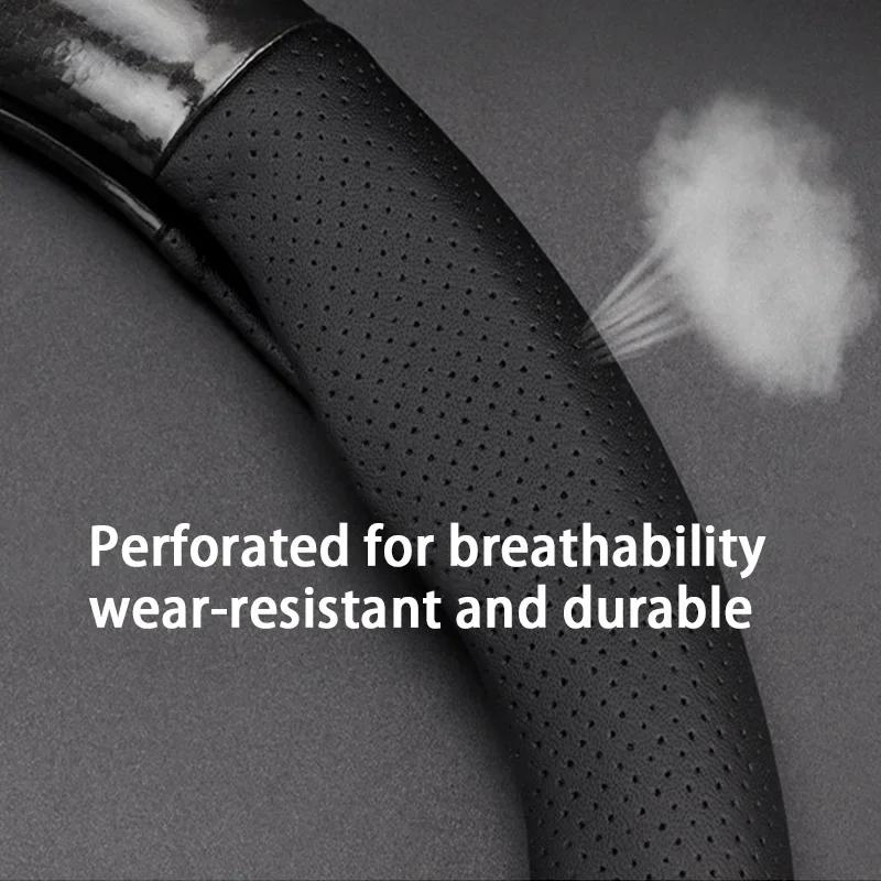 For Renault Master Steering Wheel Cover Genuine Leather Carbon Fiber No Smell Thin