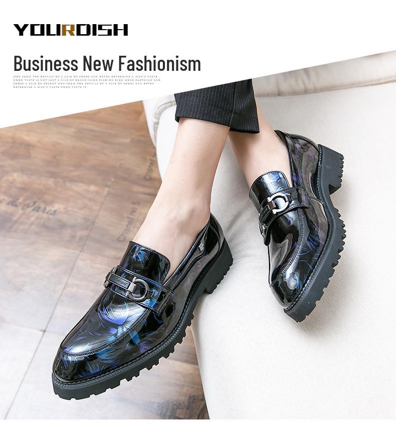 Men's British-Style Hidden Heel Patent Leather Shoes - Korean Trendy Casual & Versatile