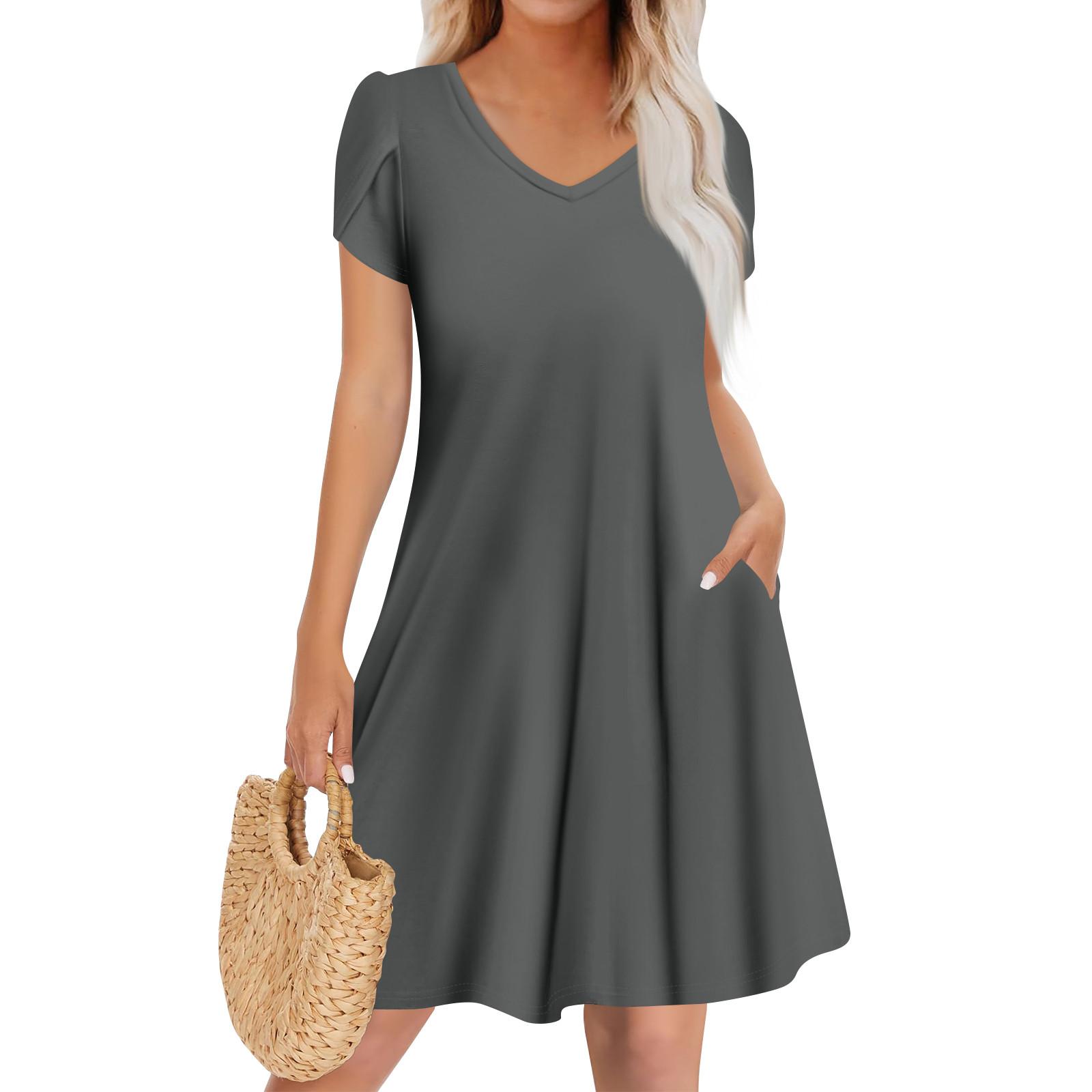 

Женское повседневное модное платье с V-образным вырезом и коротким рукавом, стильное свадебное платье для гостей XL