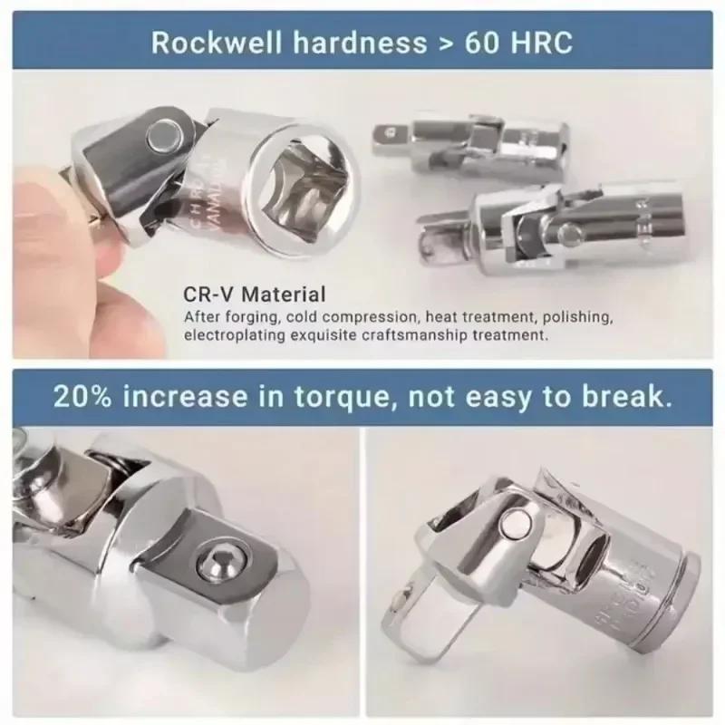 Universal Joint Socket Wrench Set - 1/4", 3/8", 1/2" Inch Sleeve Steering Conversion Heads with Universal Joints