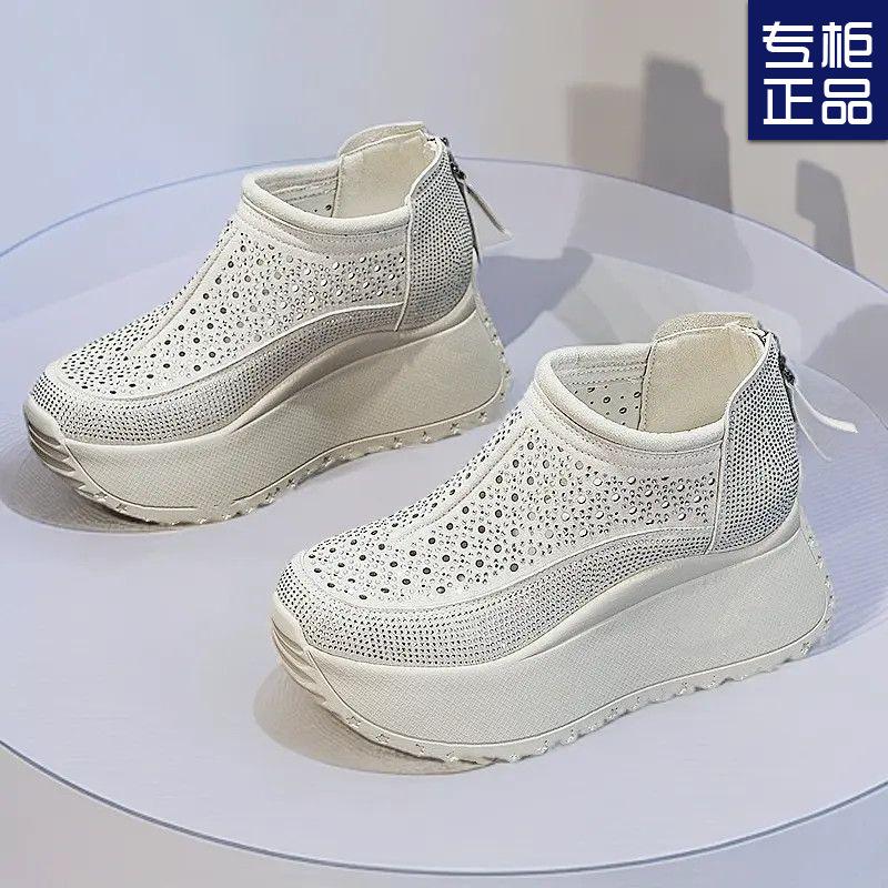 

Summer women s shoes breathable hollow new shoes small casual heightening sports shoes 35 чорний