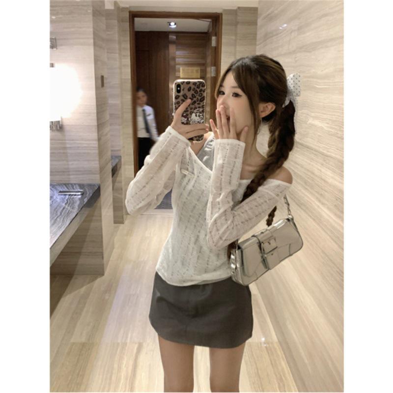 

SPEAR YOUTH Трикотажный свитер Broken Ice - Необычный двухслойный топ с длинными рукавами Medium белый