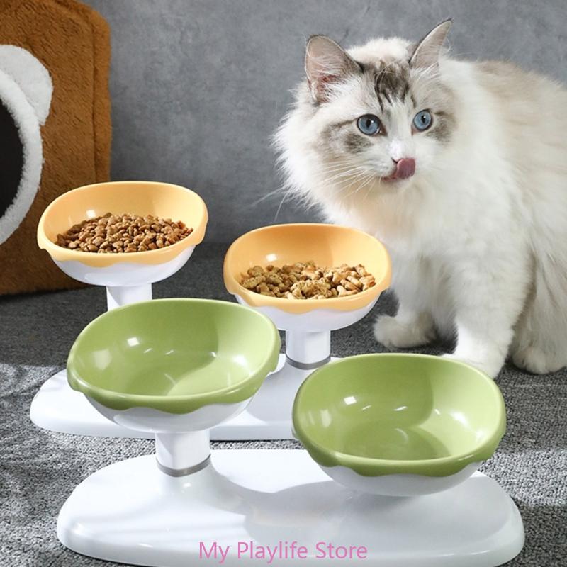 Regulable Pet Bowl Modern Feeding Station Double Bowl Cats and Water Bowl with Stand for Small and Miteltgro Dogs and Cats