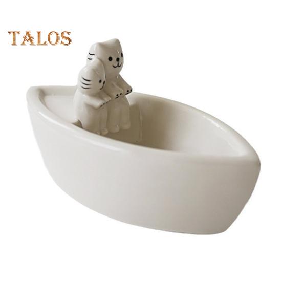 

Подсвечник в форме лодки для ароматерапии с изображением кота, грелки для лапок, подсвечник для чайной свечи для дома, спальни, гостиной, декора белый