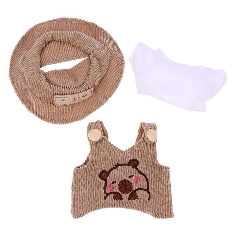 For 17cm Labubus Doll Clothes Accessories White Shirt Hat Animal Overalls Set