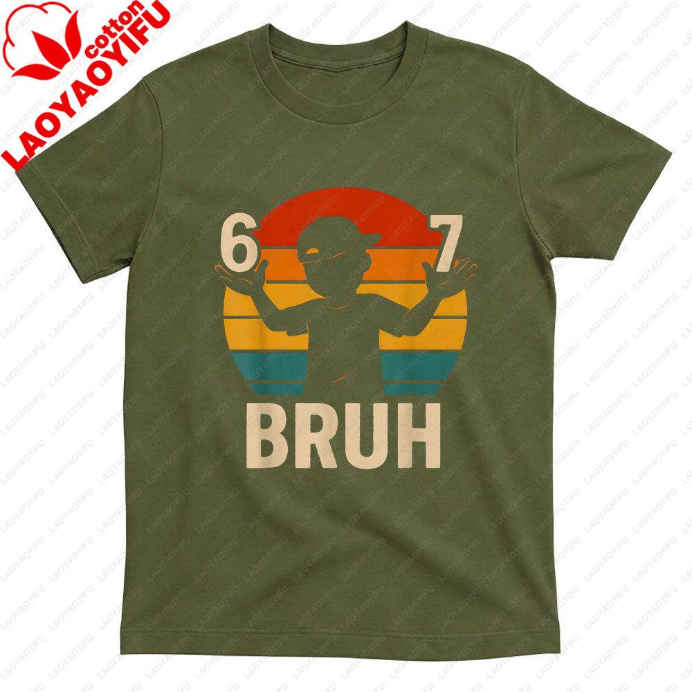 67 Bruh Shirt Funny Six Seven Hands Meme Vintage Unisex T Shirt Casual Streetwear Graphic Tee Novelty Trendy Men Cotton Tops