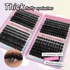 PBT Fibers Handmade Fan Eyelashes DIY for Dense Cluster Spike Bottom Lash 3D Faux Mink Natural Black Press 28 Rows Lashes