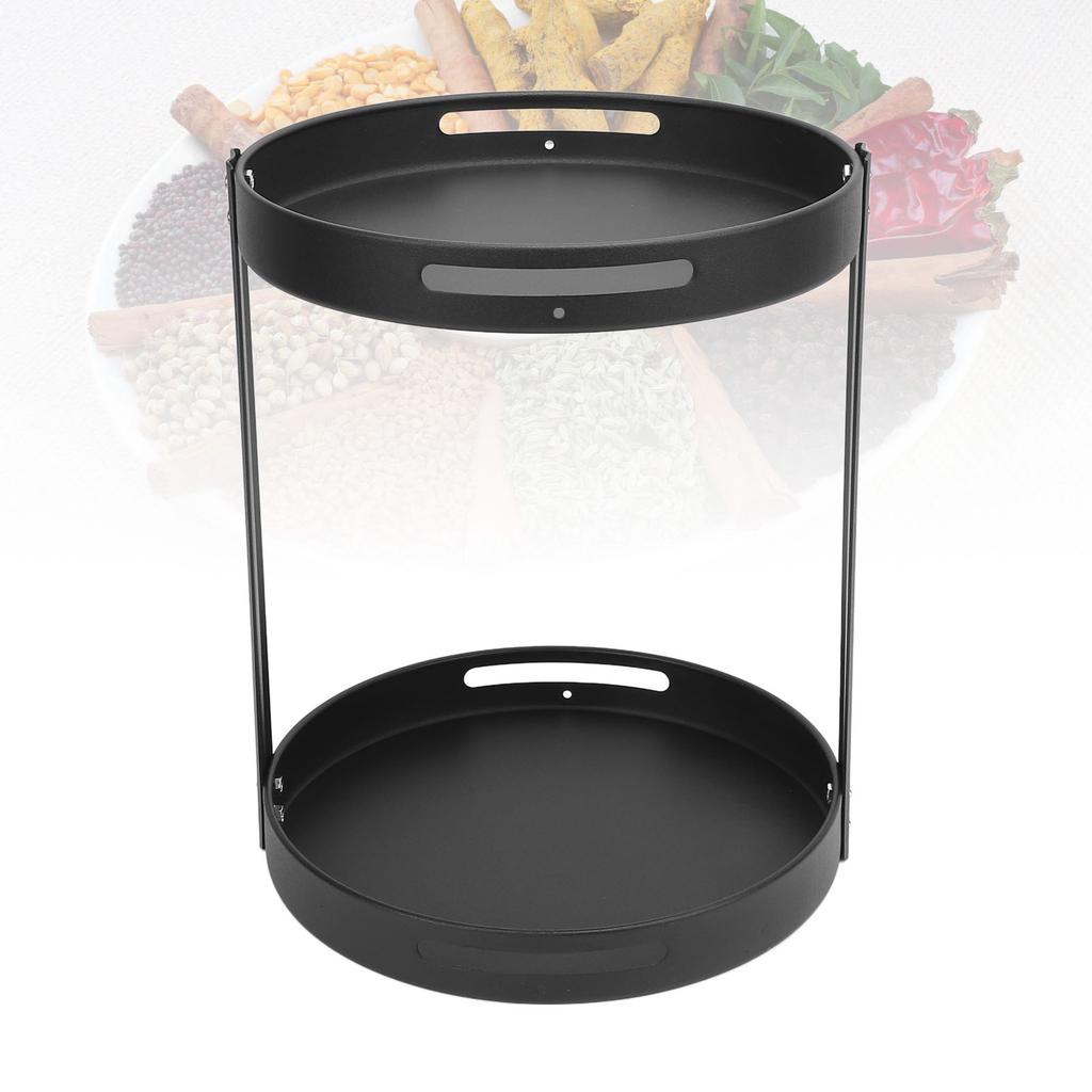 Rotating Spice 2 Tier Carbon Steel Multifunctional Round 360 degrees Turntable Spice Rack for Kitchen Cosmetics